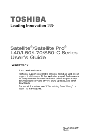 Toshiba L55-C5346RD Satellite/Satellite Pro L40/L50/L70/S50-C Series Windows 10 Users Guide