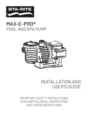Pentair Max-E-Pro High Performance Pool and Spa Pumps Max-E-Pro Owners Manual - English