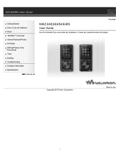 Sony NWZ-E455 Users Guide