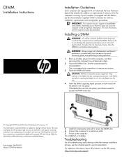 HP Server tc2120 DIMM Installation Instructions