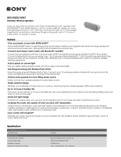 Sony SRS-XB20 Marketing Specifications White