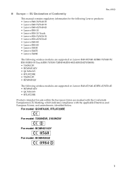 Lenovo B40-80 Lenovo Regulatory Notice for wireless adapter (EU) - Lenovo B40-xx, B50-xx, B50-30 Touch, E40-xx Notebook