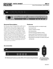 Rane MT4 MA 4 Amplifier Data Sheet
