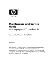 Compaq nc4200 HP Compaq nc4200 Notebook PC - Maintenance and Service Guide