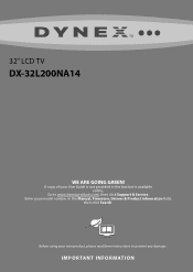 Dynex DX-32L200NA14 Important Information (English)