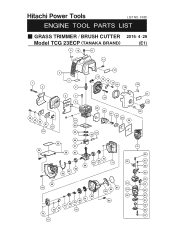 Tanaka TCG23ECPSL 22.5 cc Straight Shaft Grass Trimmer Parts List