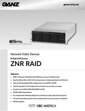 Ganz Security ZNR RAID Server Specifications