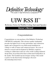 Definitive Technology UIW RSS II UIW RSSII Manual