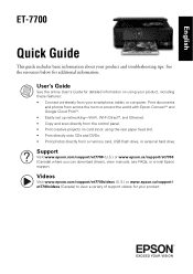 Epson ET-7700 Quick Guide and Warranty