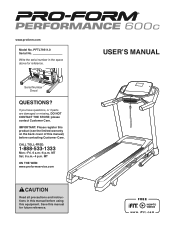 ProForm Performance 600 C Treadmill English Manual