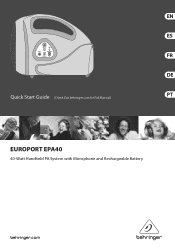 Behringer EUROPORT EPA40 Quick Start Guide