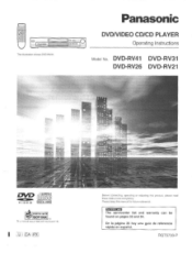 Panasonic DVDRV41U DVDRV21U User Guide