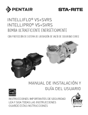 Pentair IntelliPro VS SVRS Variable Speed Pump IntelliFlo VSSVRS IntelliPro SVSVRS Installation Guide --Spanish