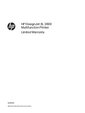 HP DesignJet XL 3800 Limited Warranty