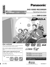 Panasonic DMR-E100HS DMRE100H User Guide