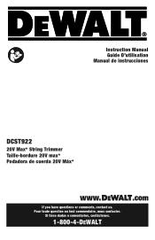Dewalt DCST922P1 Instruction Manual