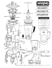 Waring MX1200XTS Parts List and Exploded Diagram