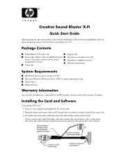 HP xw9000 Creative Sound Blaster X-Fi - Quick Start Guide