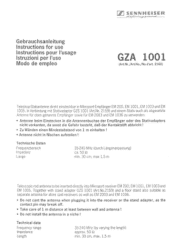 Sennheiser GZA 1001 Instructions for Use