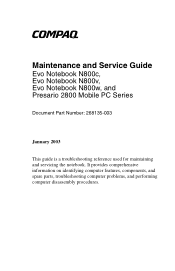Compaq N800v Maintenance and Service Guide