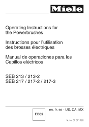Miele S 5211 Ariel Operating manual for SEB 213/217