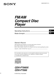 Sony CDX-F7005X Operating Instructions  (primary manual)