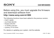 Sony CAV-M1000ES Note to read before using unit CAVM1000ES
