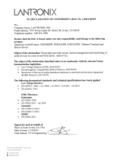 Lantronix EDS3000PR EDS3000 PR - EU Declaration of Conformity CERT-00155