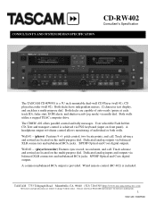 TASCAM CD-RW402 Design Specification