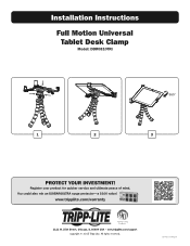 Tripp Lite DDR0810TRI Installation Guide for Full Motion Universal Tablet Desk Clamp English
