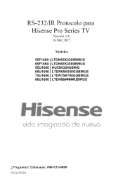 Hisense 65U1600 Hisense RS 232 and IR Protocol - Spanish