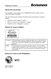 Lenovo ThinkCentre M83z (105BNHMW wireless module) Regulatory Notice