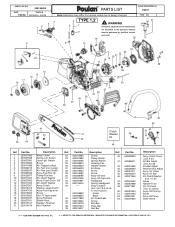 Poulan P3416 Parts List