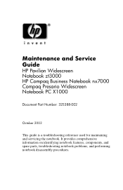 Compaq Presario X1200 HP and Compaq Notebook PC Series - Maintenance and Service Guide