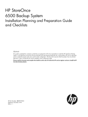 HP StoreOnce D2D4112 HP StoreOnce 6500 Backup Installation Planning and Preparation guide