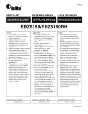 RedMax EBZ5150RH Parts List