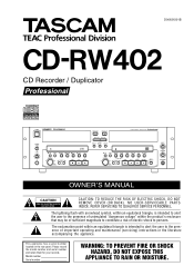 TASCAM CD-RW402 Owners Manual