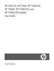 HP T2200 HP T750 G2, HP T750J, HP T1000 G3, HP T1000J, HP T1500 G3, and HP T1500J UPS Models User Guide