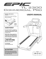 Epic Fitness Tl 2300 Pro Treadmill English Manual