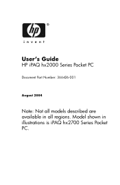 HP Hx2495b HP iPAQ hx2000 series Pocket PC - User's Guide