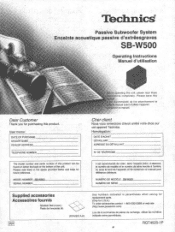 Panasonic SBW500 SBW500 User Guide