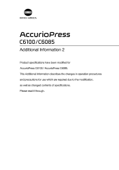 Konica Minolta AccurioPress C6085 AccurioPress C6100/C6085 User Guide Additional Information
