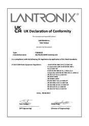 Lantronix FOX Series Cert UK Declaration of Conformity FOX3