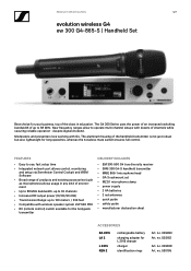 Sennheiser SKM 300 G4 Product Specification ew 300 G4-865-S