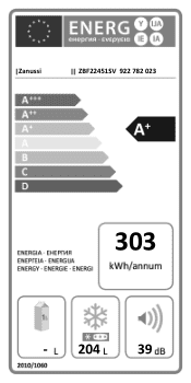Zanussi ZBF22451SV Energy Label