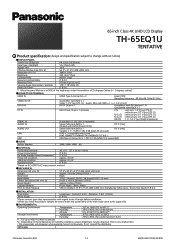 Panasonic TH-65EQ1 Spec Sheet