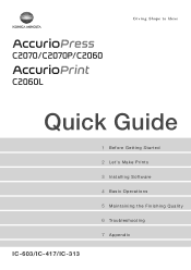 Konica Minolta AccurioPress C2070 AccurioPress C2070/C2070P/C2060/Print C2060L IC-603/IC-417/IC-313 Quick Guide