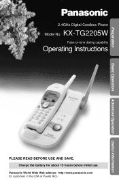 Panasonic TG2205 Operating Instructions