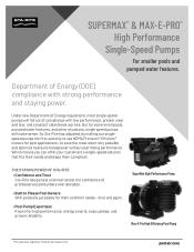 Pentair SuperMax High Performance Pumps Max-E-Pro Brochure 2021 DOE Compliant Models - English