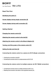 Sony RM-LVR3 Help Guide Web manual